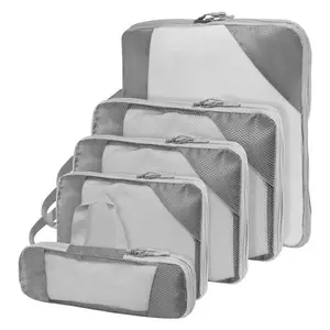 5Pcs Compression Packing Cubes Tas Travel Packing Secret Pouch Set Luggage Organizer Tas Koper Expandable Storage Bag Tas Penyimpanan Kompresi Travel Bag