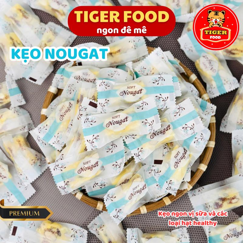 Kẹo Nougat Sữa Nhân Hạt Mix Đủ Loại TIGER FOOD Kẹo Nougat Ăn Liền Mềm Làm Sẵn  Nhân Hạt Điều, Hạnh Nhân, Hạt Bí... Đồ Ăn Vặt Snack