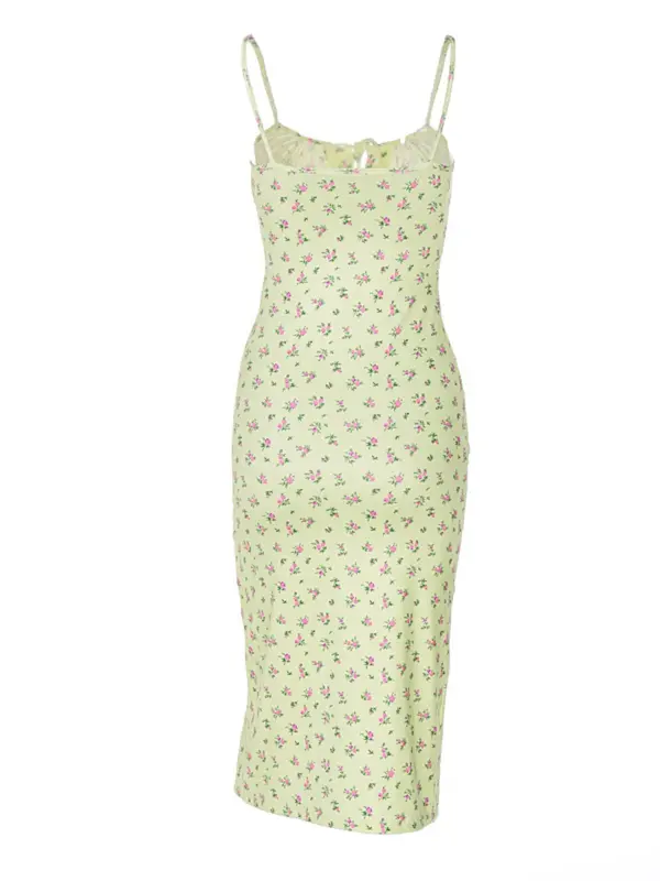 Floral split leg cami dress, sundress floor-length dress, wedding guest dress, wedding dress, wedding dress, sundress 2025 summer dress for women comfort   Womenswear Piece Bohemian Fitted Yellow 1