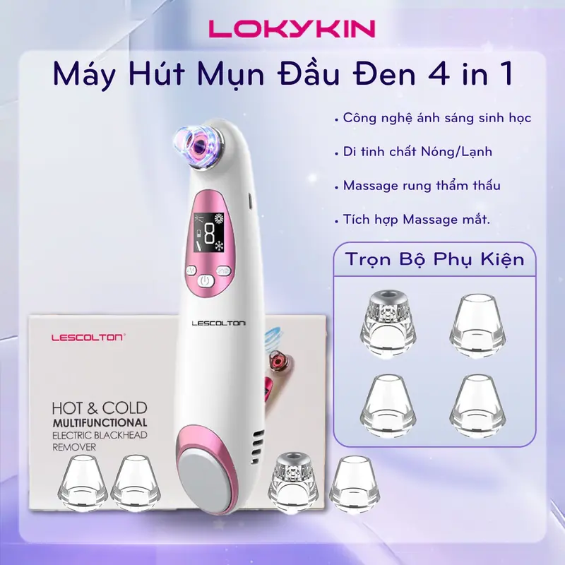 Máy hút mụn đầu đen, mụn cám cầm tay mini Lokykin - Làm sạch lỗ chân lông - Bảo hành 365 ngày - Skincare 0