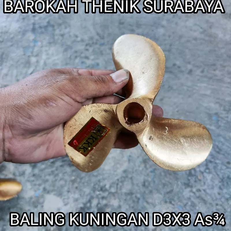 Barokah Thenik Surabaya Baling Kuningan D3X3 as¾ as19mm untuk Perahu Nelayan 5pk 5.5pk 6pk 6.5pk Daun 3 No 3 3