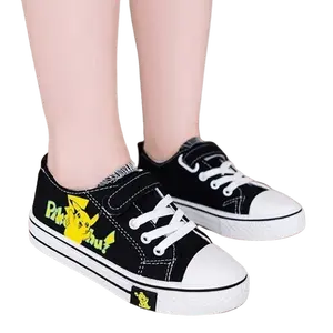 Gevani Sepatu Sekolah Sneakers Anak Cowok Cewek Pikacu Hitam Merah Pink (556) Perempuan Fashion
