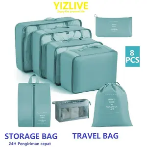 YIZLIVE Tas Travel Organizer Set 7in1: Tas Storage Bag Waterproof Mesh Nylon untuk Pakaian, Sepatu, dan Kosmetik – Solusi Organisasi Efisien untuk Perjalanan Anda