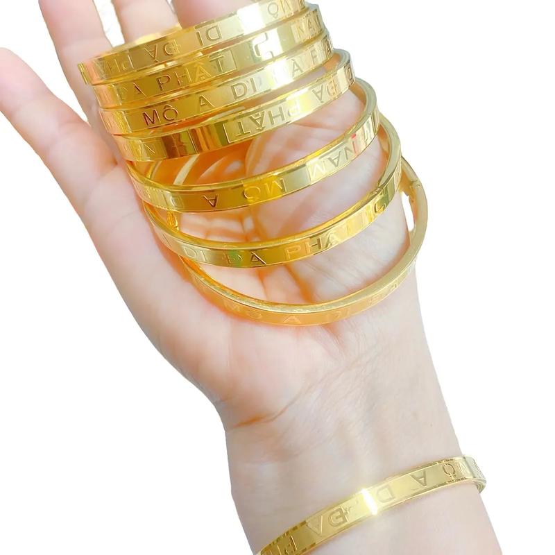 Vòng tay bình an Nam Mô A Di Đà Phật mạ vàng 18k hàng titan ,không phai