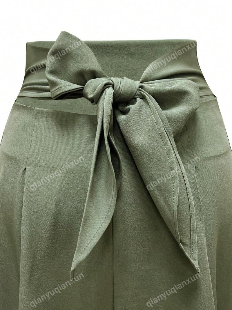 Product Introduction of New A-Line Skirt Umbrella Skirt Bow Women Day Big Swing Skirt Slim Waist Long Skirt Europe And The United States Four Seasons Fashion With All Solid Color Women Skirt Green Womenswear 19