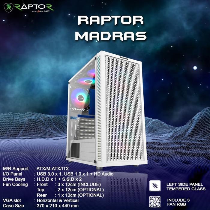 Gaming Raptor Jual Casing Gaming RAPTOR MADRAS - include 3 FAN RGB - Putih - Jakarta ...