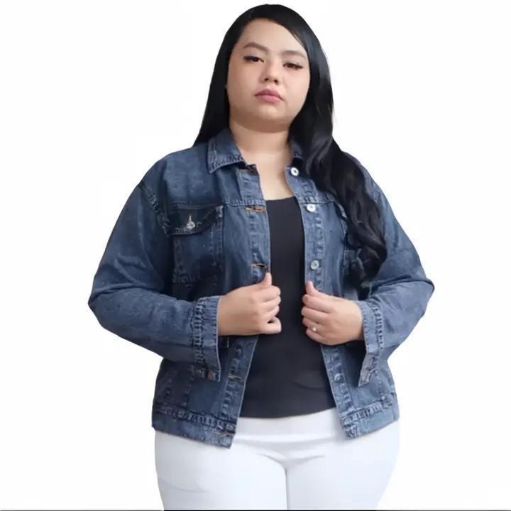 JAKET JUMBO,JAKET OVER SIZE,JAKET WANITA TERBARU 2024 Jeans Kancing Lembut Cewek 0