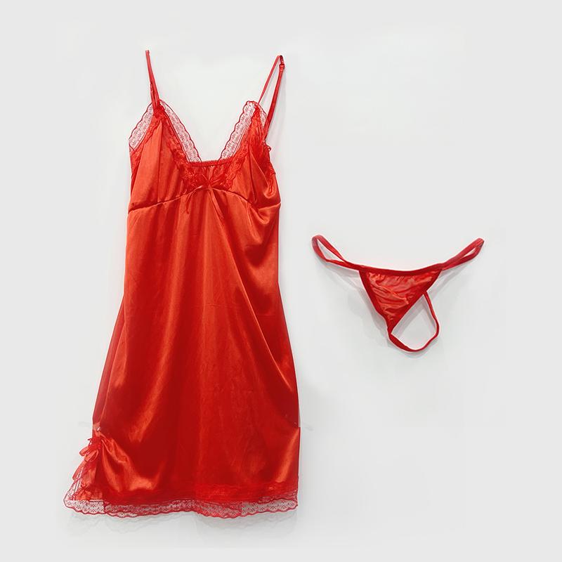 Product Introduction of Plus Size Nightgown European And American Colorful Temptation Sexy Lingerie Sexy Nightgown Sexy Sling Pajamas Suit 24