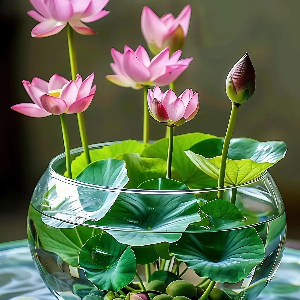 [7 Days Germination] Bowl Lotus Seeds Four Seasons Blooming Hydroponic Green Plants Water Lily Lotus Soilless Potted Flowers