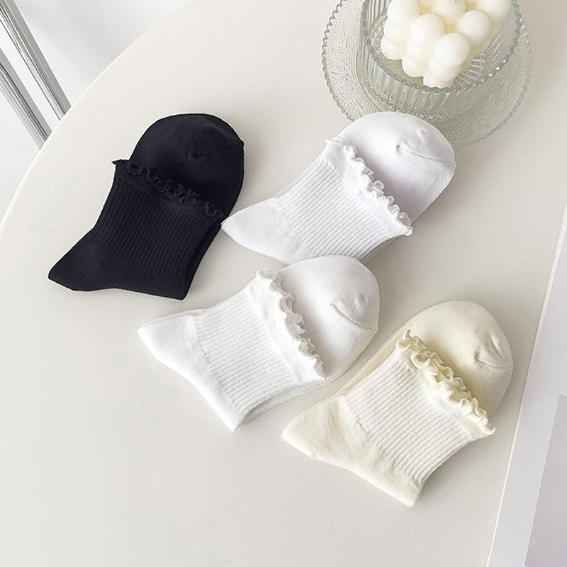 Product Introduction of Vớ Mắt Cá Chân Chất Liệu Bông, Dành Cho Phụ Nữ Và Trẻ Em Gái, Phong Cách Kawaii Dễ Thương Và Hàn Quốc, Thích Hợp Cho Mùa Hè Và Mùa Xuân, Màu Đen Và Trắng, Ống Giữa, Vớ Nhật Bản, Phong Cách INS 24