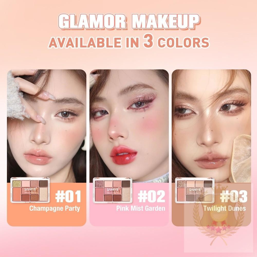 SANIYE eyeshadow 10 Colors Eyeshadow Palette 4 IN 1 Multi Fungsi Eyeshadow Contour Blusher Highlight Eye shadow Makeup Palette  E225