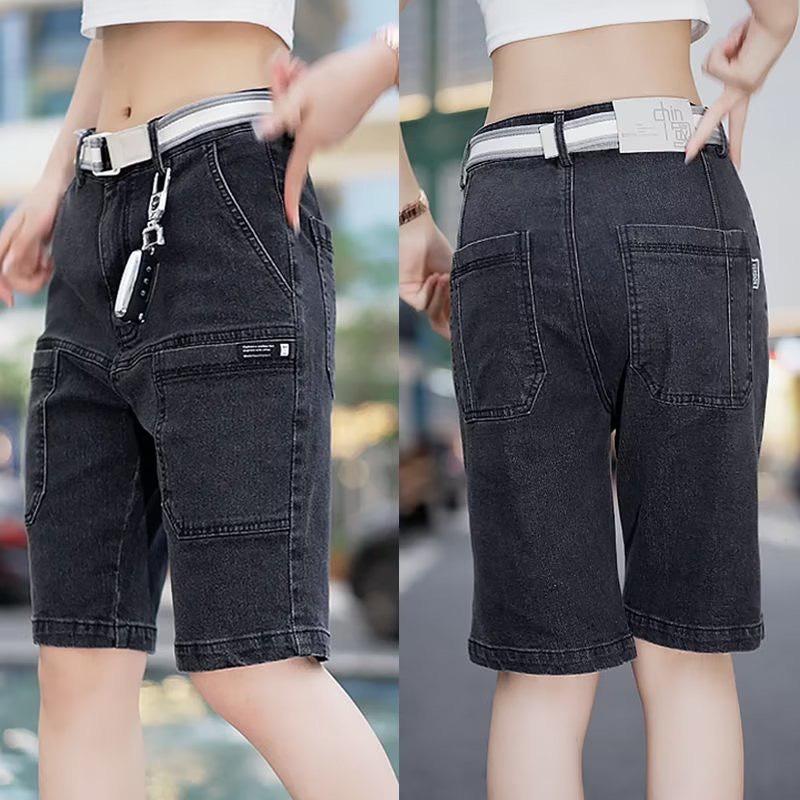 Quần Short Jeans 6 túi Dành Cho Nữ CO Giãn Thoáng Mát Women Voi quần  jeans quần  bò quần  jean quần  jeans đen khói 1
