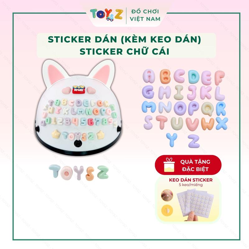 Sticker Dán Chữ Cái ToysZ [KÈM KEO DÁN] Size Nhỏ Sticker Dán Xe Dán Mũ Bảo Hiểm Bình Nước Hộp Bút