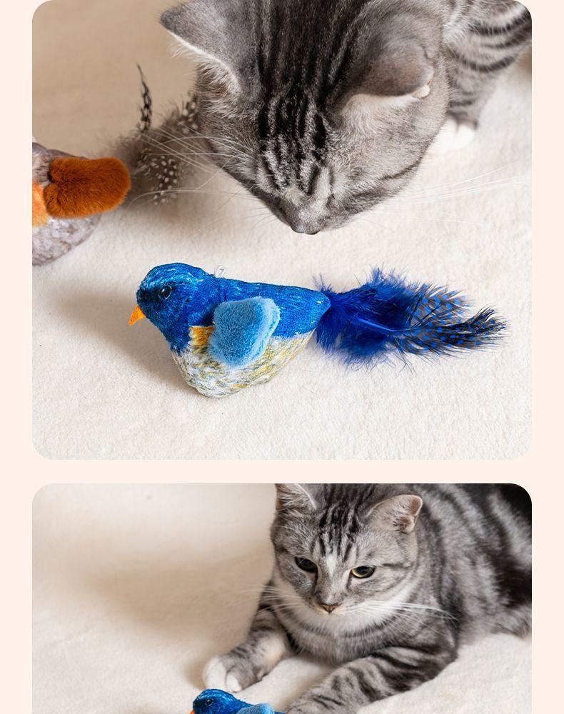 Product Introduction of Cat toy sound-emitting bird simulation can call bird hanging cat teasing stick for kittens to self-entertain and relieve boredom cat teasing toy 6