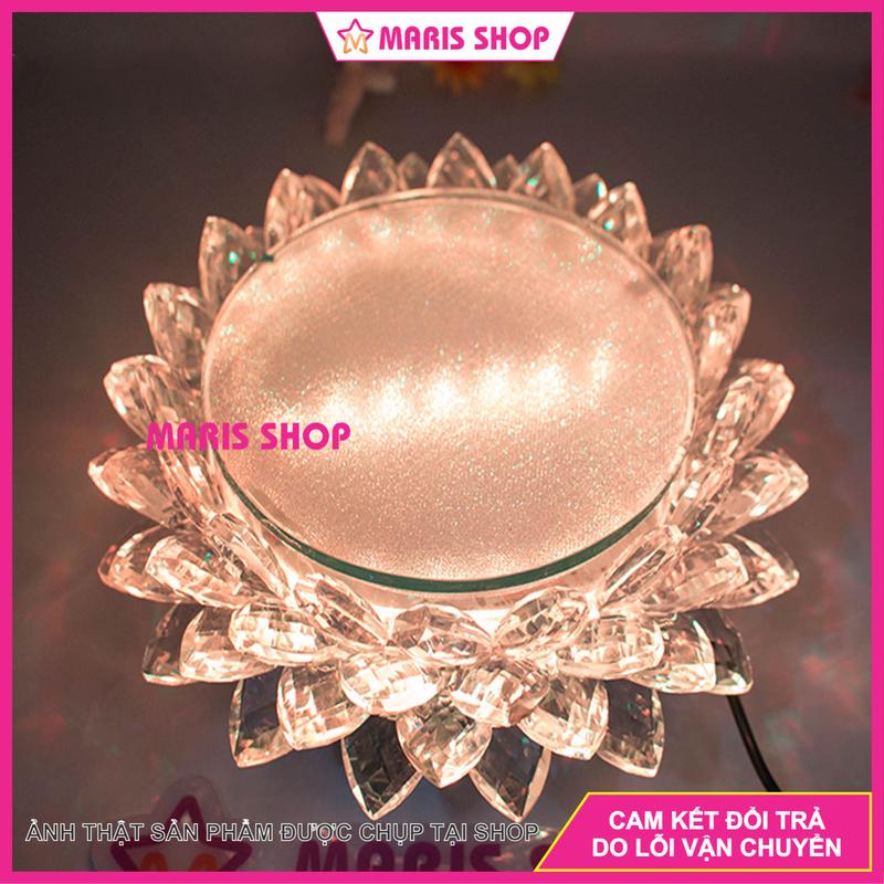  Đài sen tròn để tượng Phật LED tự động đổi màu đế sen tượng Phật Tam Thánh đèn thờ 