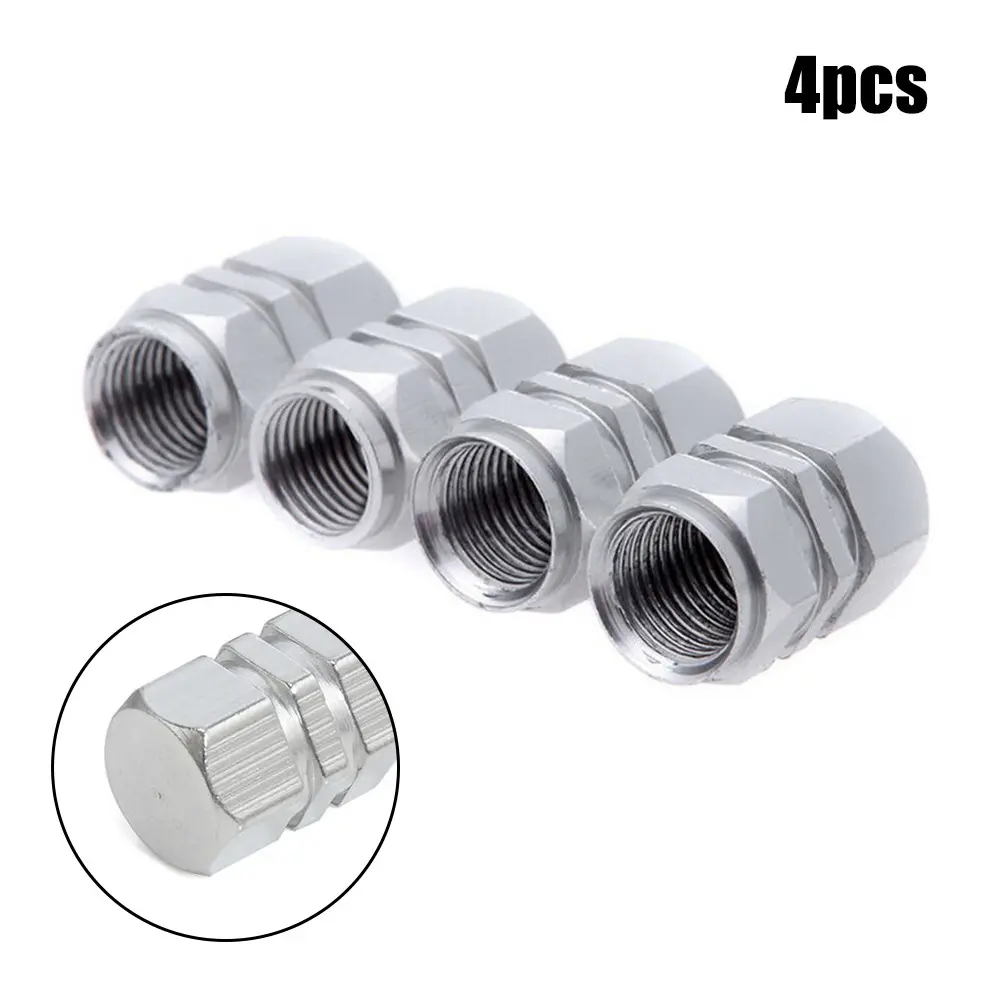 4X Silver Aluminum Tire Wheel Rims Stem Air Valve Cap Tyre Cover Car Truck Bike