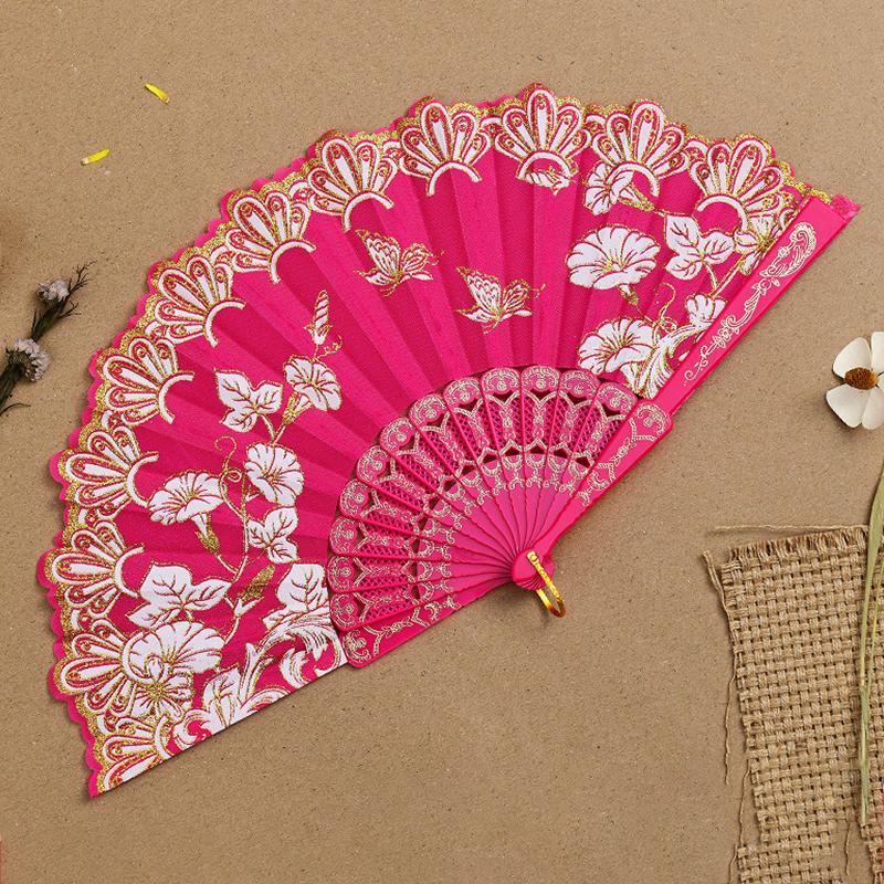 Product Introduction of 1PC/3Pcs 42.5x21cm Retro Style Folding Fan Hollow Butterfly Lace Dancing Fan Photo Props Fashion Accessories Decor Hand Light Cloth Gift 17