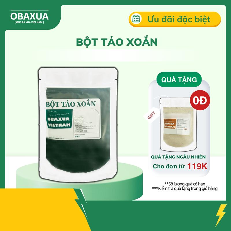 Bột Tảo Xoắn Spirulina Obaxua 75gr - Mặt nạ bột đắp mặt dưỡng da