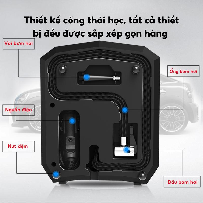 Máy Bơm Lốp Ô Tô Điện Tử Mini Cầm Tay Tự Ngắt Bơm Lốp Xe Hơi Tự Động Tiện Dụng Chất Lượng Cao 2