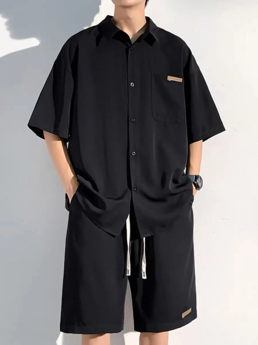 Bộ Đồ Nam Áo Sơ Mi Tay Ngắn Kết Hợp Quần Short Basic Menswear