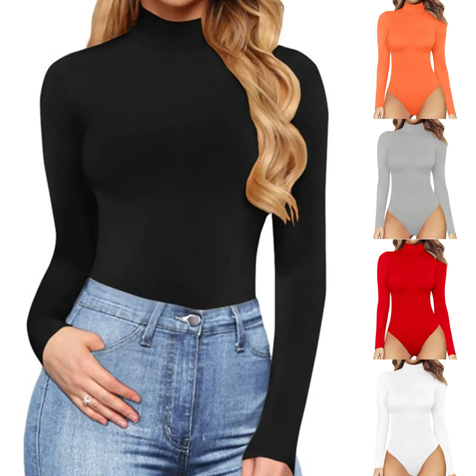 Bqudyzy-Bodysuit Sọc Da Báo Cho Nữ, Áo Dài Tay Ngôi Sao Năm Cánh, Gợi Cảm, Gầy, Cao Cổ, Định Hình, Thời Trang Dạo Phố