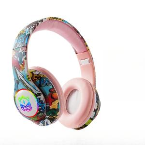 Wireless Headphones Flash Light Kids Headphones With Mic Bluetooth Earphones Stereo Music Gaming Headset Girls Boys Gift Audio Charging Cable Usb Wired Earbud Electronic Chargeable White