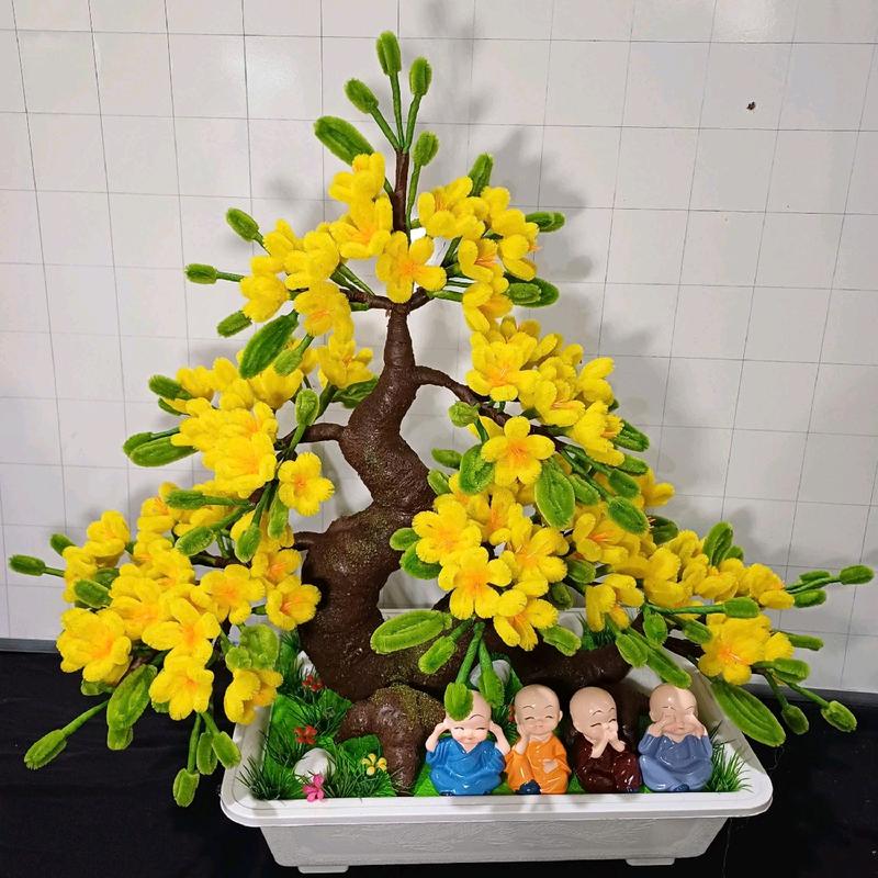  combo nguyên liệu gồm gốc bonsai và kẽm nhung làm hoa đào mai trưng Tết trang trí set kẽm nhung làm handmade 