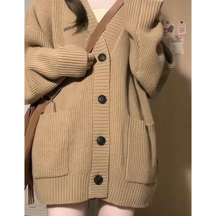Áo Khoác Len Cardigan, Dành Cho Nữ, Hàng Mới Về Mùa Xuân Và Mùa Thu 2024, Phổ Biến Vào Mùa Thu Và Mùa Đông, Đồ Len Lười Biếng Và Rộng Rãi, Áo Khoác Nữ Cao Cấp 4