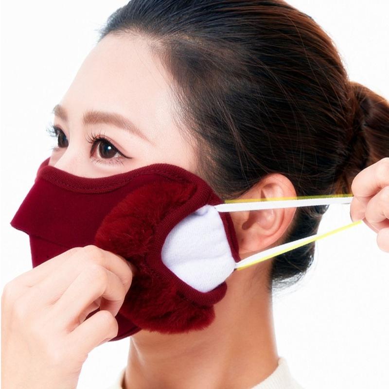Mặt Nạ Bịt Tai Giữ Nhiệt, Chống Bụi 2 Trong 1, Ấm Áp Mùa Đông, Thoáng Khí, Thích Hợp Để Đạp Xe, Có Chốt Tai, Chống Gió, Làm Bằng Lông Cừu Đàn Hồi, Thích Hợp Cho Mùa Thu Và Mùa Đông 4
