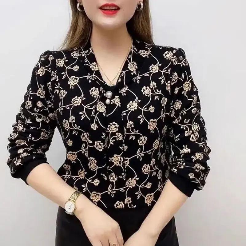 Áo Sơ Mi Cổ Chữ V In Hình Gợn Sóng Quần Áo Nữ, Băng Quấn, Thích Hợp Cho Mùa Xuân Và Mùa Thu, Hàng Mới Về, Đồ Trang Trí Ba Chiều Ngọc Trai Sang Trọng Kim Cương, Áo Cánh Nhẹ Áo Quần Áo Nữ Hàng Đầu Cho Nữ 2