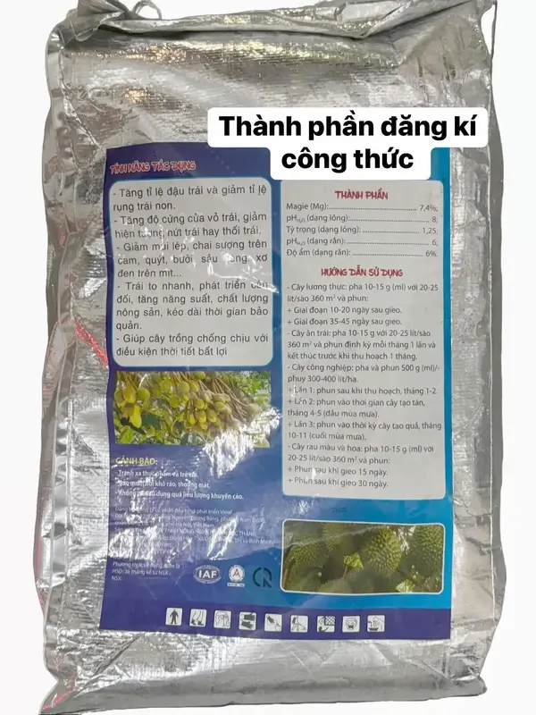 CANXI KALI BO TÚI 10KG PHÂN BÓN VI LƯỢNG CHỐNG RỤNG HOA , RỤNG TRÁI NON , TĂNG TỈ LỆ ĐẬU TRÁI NUÔI TRÁI 4