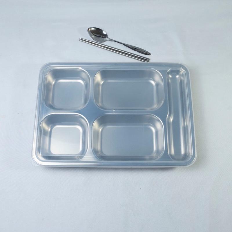 Khay cơm inox 4 ngăn, có ngăn đựng đũa - Inox 201 7