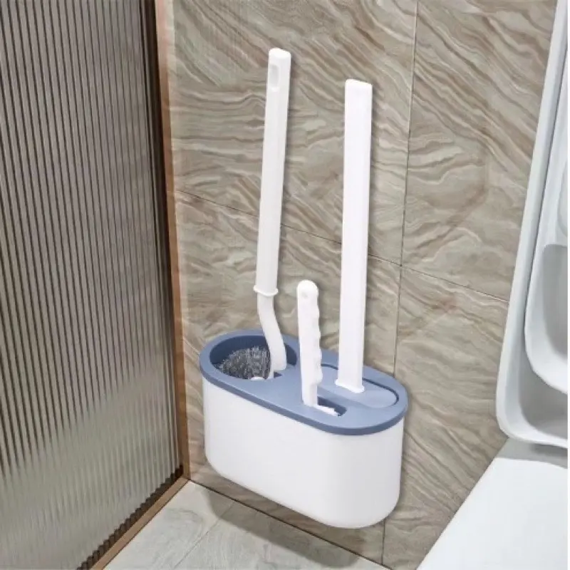 Set 3 Chổi Vệ Sinh Toilet Treo Tường Cọ Bồn Cầu Silicon 3in1 Nhà Tắm, Vệ Sinh Đa Năng Tiện Lợi