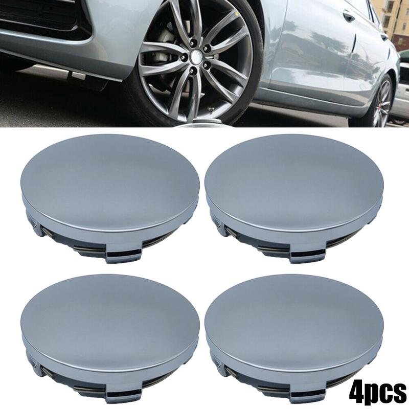 4x 60mm (56mm Inner) Car Wheel Hub Center Caps – Silver Or Black ABS, Universal Fit