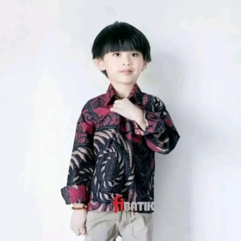 Kemeja batik Anak Puser series bahan Katun Lengan pendek Lengan panjang 3