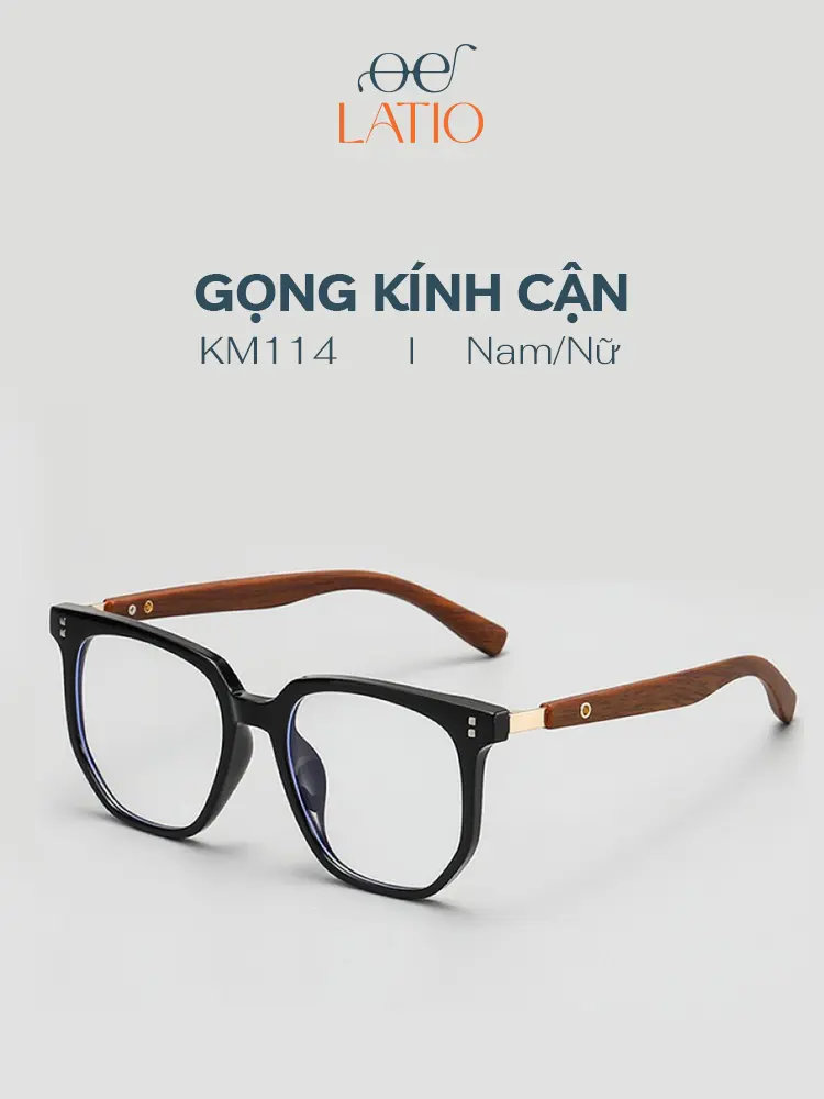 Kính mắt LATIO Nam Nữ họa tiết vẫn gỗ độc đáo Chất liệu Nhựa TR cực nhẹ Màu sắc thời trang Chống ánh sáng xanh - KM114 Mắt Kính