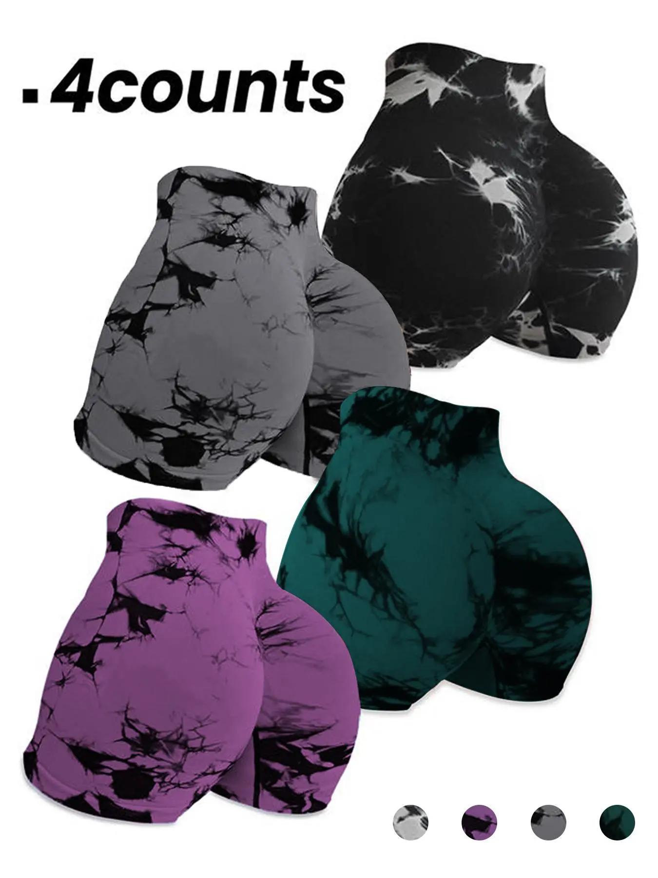 Women's Tie Dye Print High Waist Sports Shorts, Casual Comfy Breathable Skinny Shorts for Yoga Gym Workout Running, Ladies Sportswear for All Seasons