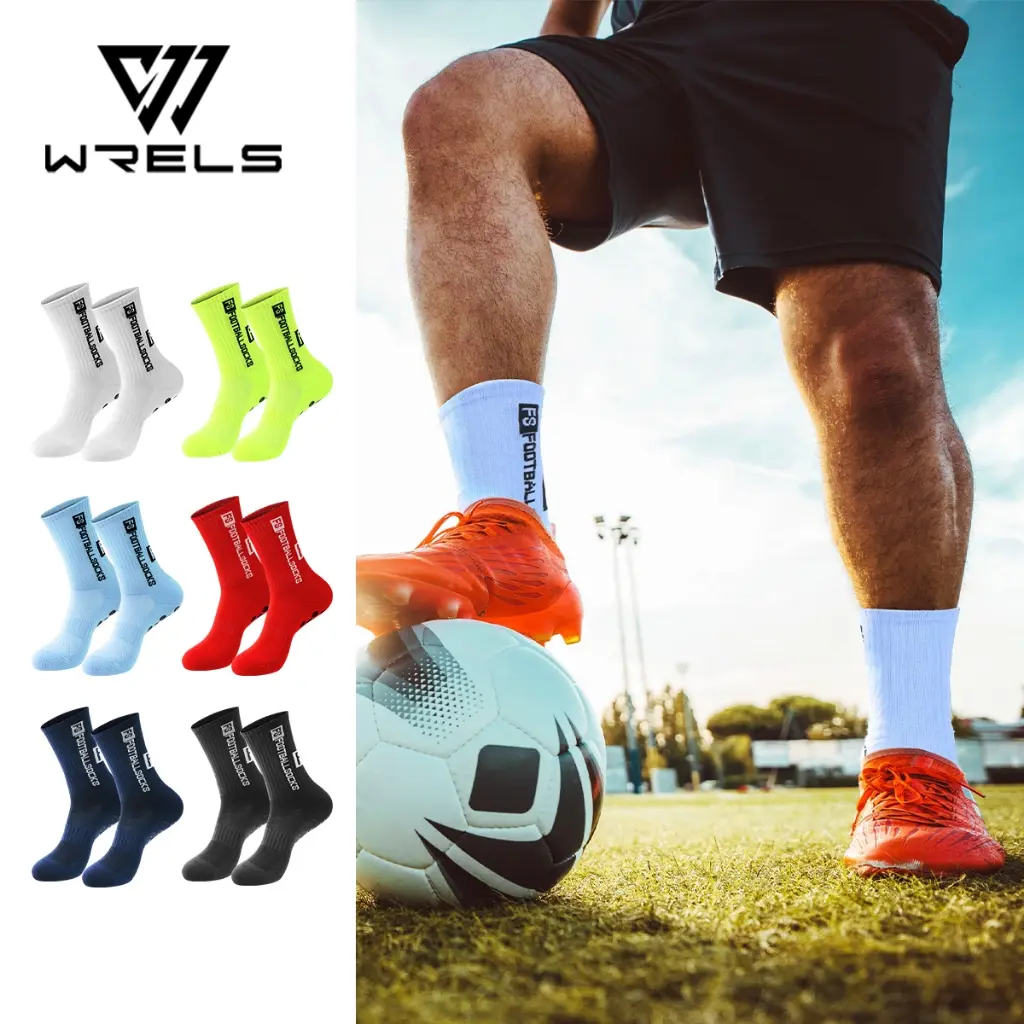 [COD]WRELS Football socks with rubber dots on the soles for non-slip and breathable outdoor sports  grip socks