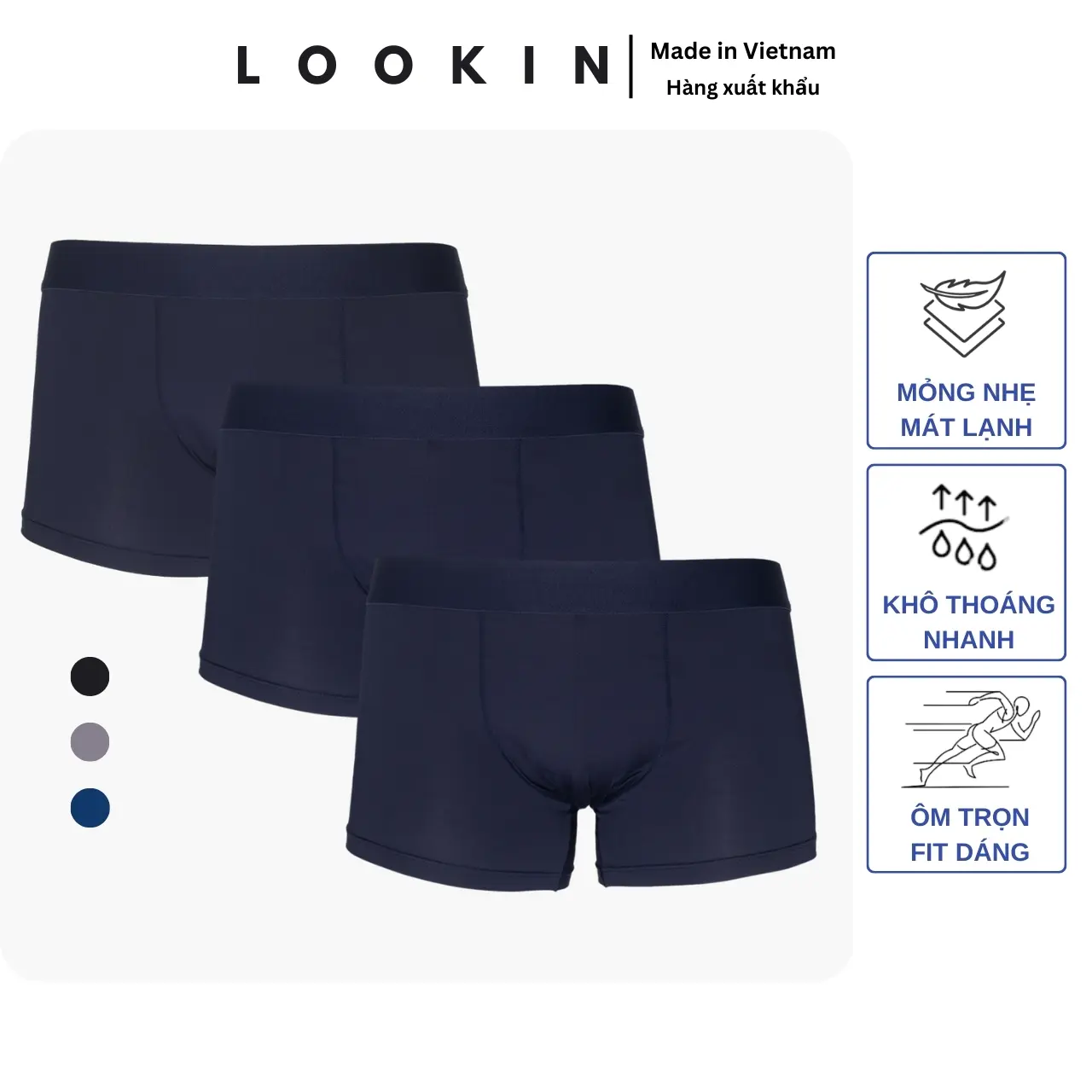 Quần lót nam Boxer Thun Cool Air mỏng nhẹ mềm mại Lookin