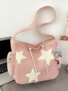Bolsa tote de mujer con diseño de parche de estrella, bolsa de hombro de gran capacidad y estilo para uso diario, casual, moderna, versátil y de alta calidad para el traslado diario