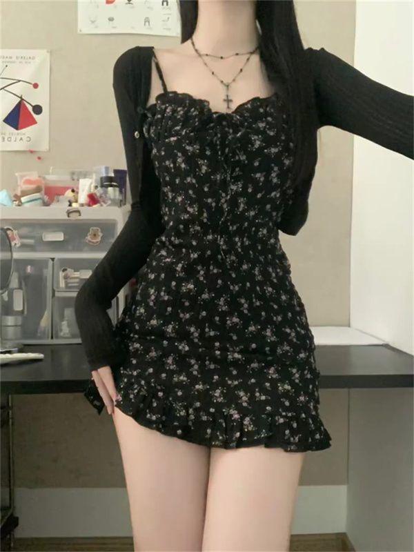 Product Introduction of Women's Dress Summer New Style Small Waist Slimming Sweet Spicy A- line Short Skirt French Floral Strap Dress Women Casual Womenswear Lingerie Comfort 4