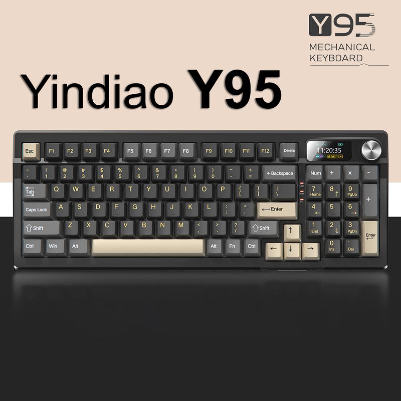Bàn phím cơ Yindiao Y95 , layout 98%, 3 chế độ kết nối, Led RGB, mạch xuôi, hotswap socket