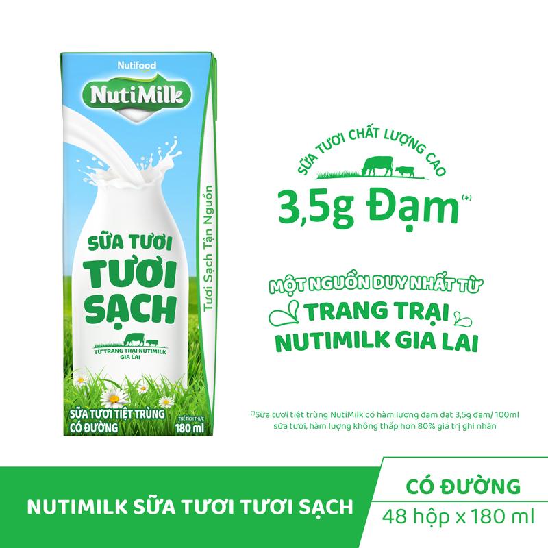 [DEAL ĐỘC QUYỀN] Thùng 48 Hộp Sữa Tươi Tươi Sạch NutiMilk 180ml