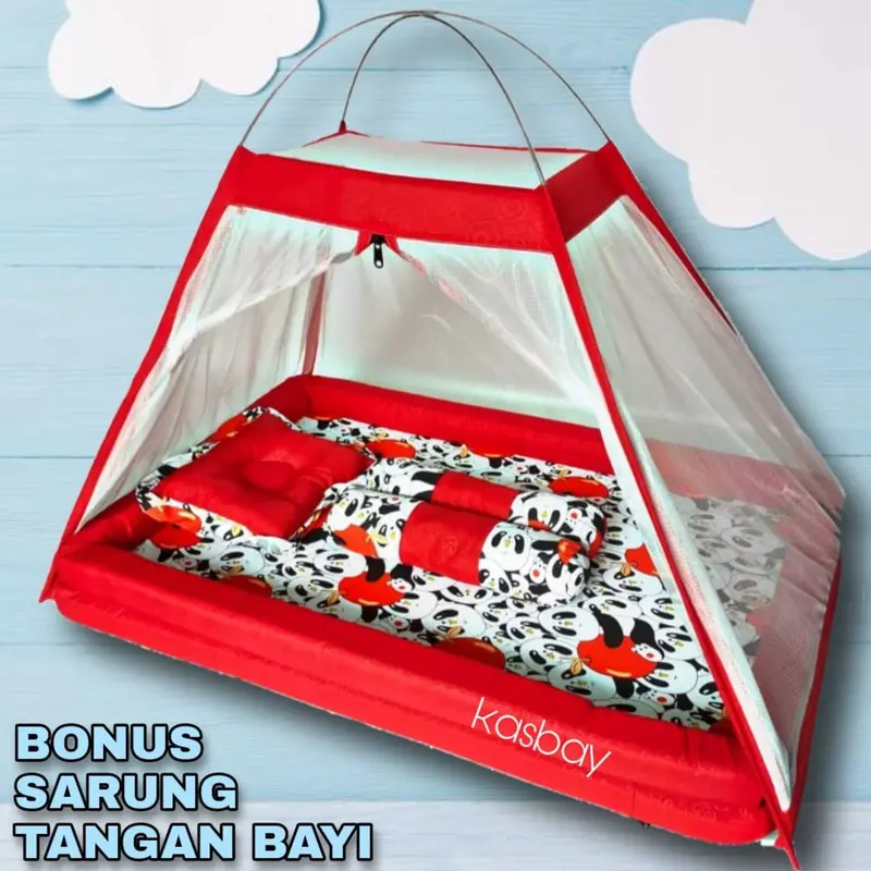 BEST-SELLER Kasur Bayi Kelambu / Tempat Tidur Bayi Kelambu Set Bantal Guling Free Sarung Tangan Bayi Nyamuk 0