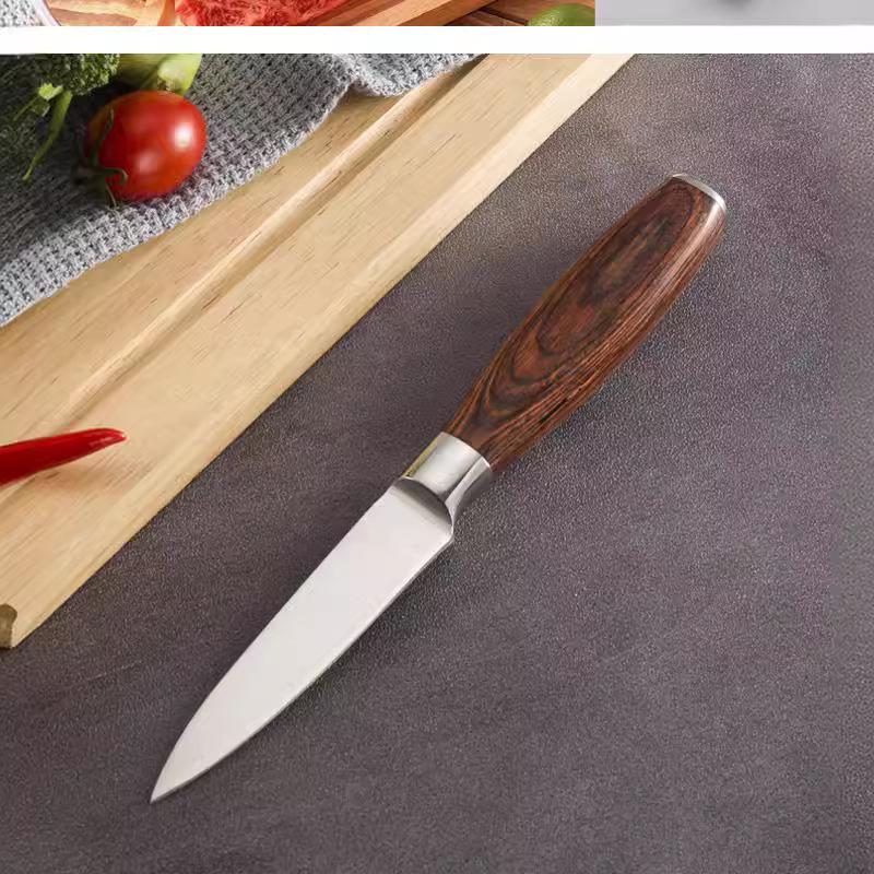 Fruit Knife Color Wooden Handle Household Kitchen Stainless Steel Multi-Purpose Knife Sharp Japanese Style Small Kitchen Knives Slicing Knife Small Kitchen Knife 4