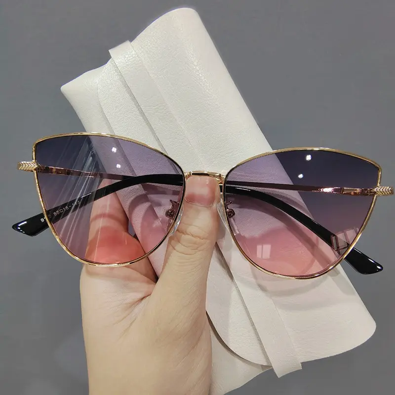 Vintage Cat Eye Frame Sunglasses Women 2022 Luxury Brand Designer Fashion Female Eyewear Retro Trendy Sun Shades for Lady