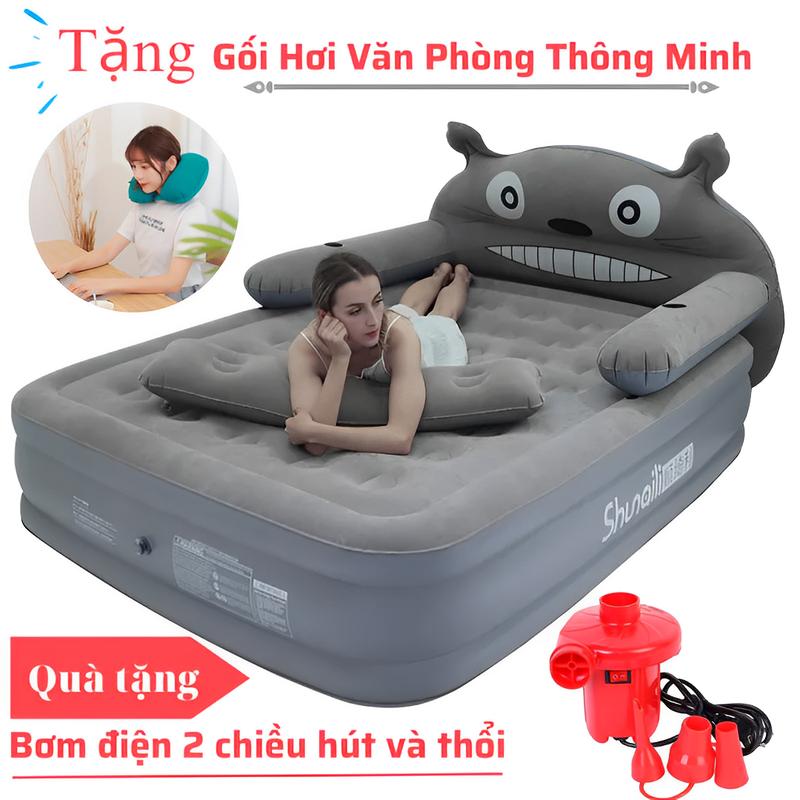 Giường, đệm hơi hình thú 3 tầng TẶNG kèm Gối ngủ văn phòng + bơm điện + gối ôm + bộ vá (Hàng loại I)