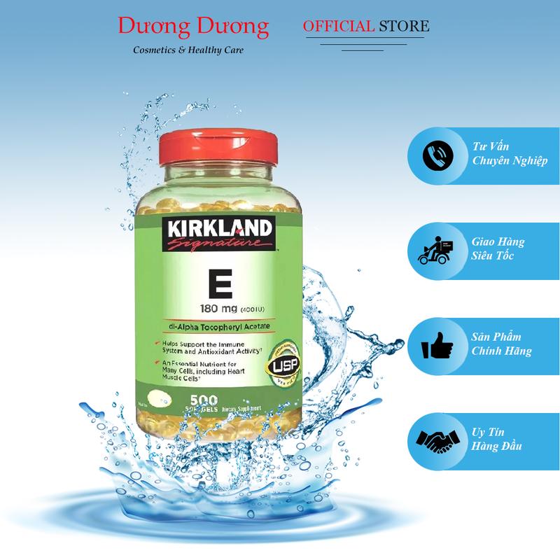 Viên Uống Vitamin E Kirkland 500 Viên Hỗ Trợ Cấp Ẩm, Đẹp Da Mỹ