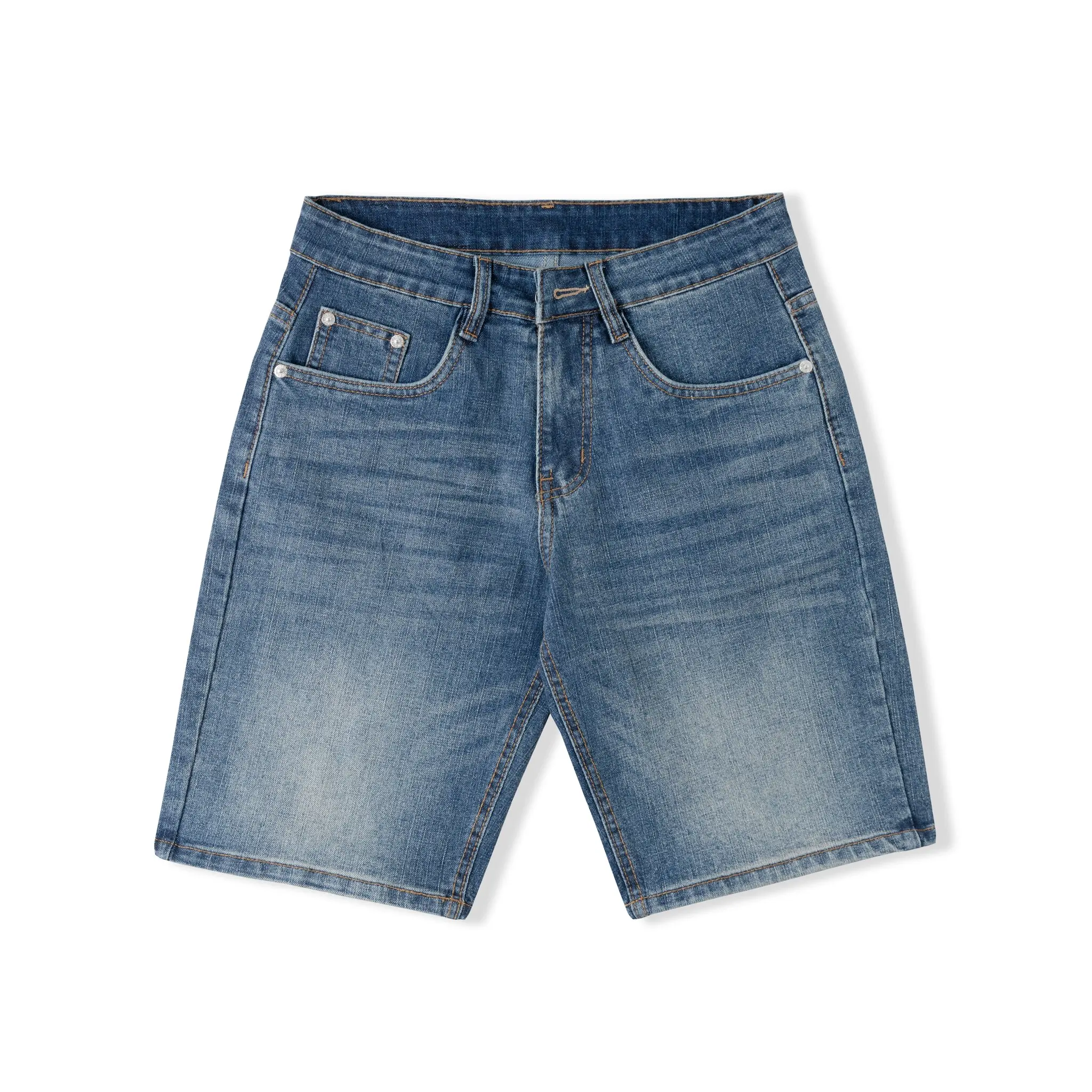 Quần short jean nam ống rộng xanh rêu lợt 12 vải coton có giãn nhẹ Ong