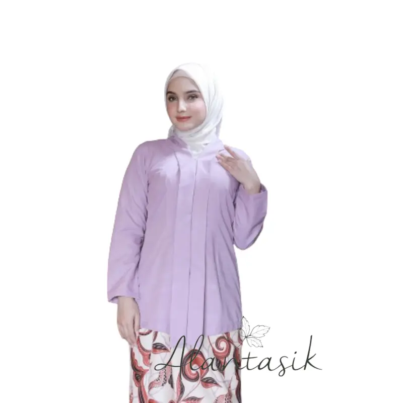 Kebaya Kartini Polos Lengan Panjang Katun Tangan Wanita Dress Dewasa 7